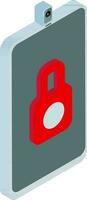 Locked smartphone element in isometric style. vector