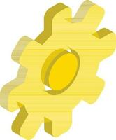 Isometric cogwheel or setting icon in yellow color. vector