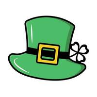 Festive green hat with clover for Patrick's Day, color vector illustration in cartoon style