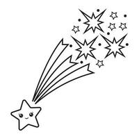 star comet, black outline, isolated doodle-style illustration vector