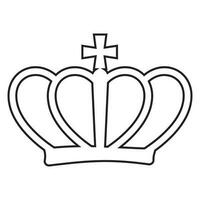 crown, black outline in doodle style, vector isolated illustration