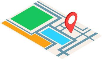 Map navigation with pointer isometric element. vector