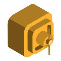 3D golden locker on white background. vector