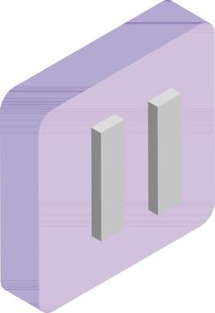 Pause button icon in 3d style. vector