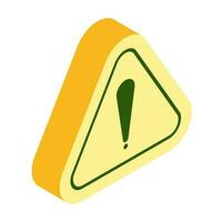 Warning symbol in 3d style. vector