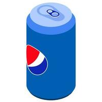 Beverage can isometric element in blue color. vector