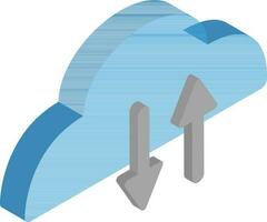 Cloud storage or cloud data transfer icon in 3d style. vector