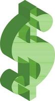 3D illustration of dollar sign in green color. vector