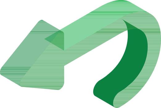 3D illustration of left arrow icon in green color. vector