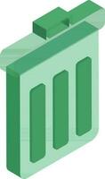 3D illustration of trash can icon in green color. vector