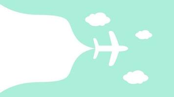 Illustration of simple airplane travel opens the background behind itself vector