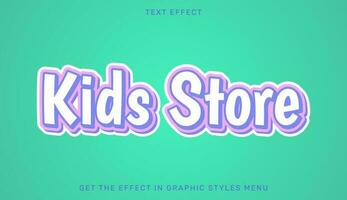 Kids store editable text effect in 3d style vector