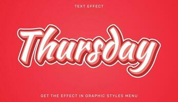 Thursday editable text effect in 3d style vector