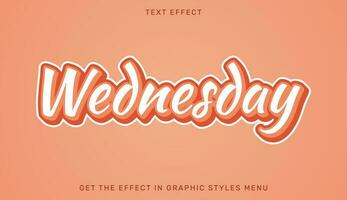 Wednesday editable text effect in 3d style vector