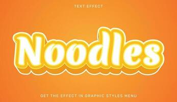 Noodles editable text effect in 3d style vector