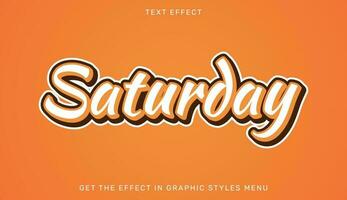 sábado editable texto efecto en 3d estilo vector