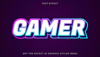 Gamer editable text effect in 3d style vector