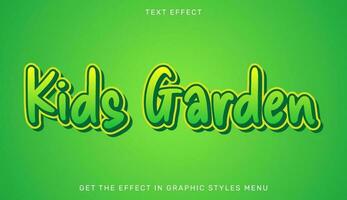 Kids garden editable text effect in 3d style vector