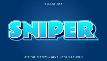 Sniper editable text effect in 3d style vector