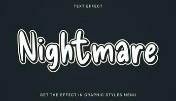 Nightmare editable text effect in 3d style vector