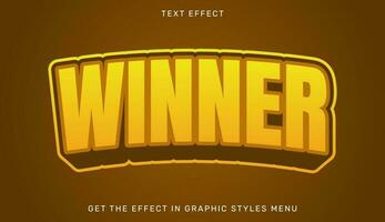 Winner editable text effect in 3d style vector