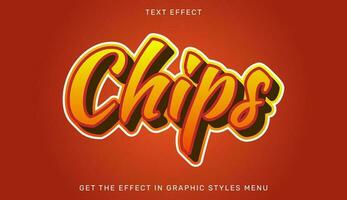 papas fritas editable texto efecto en 3d estilo vector