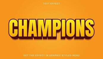 Champions editable text effect in 3d style vector