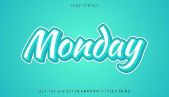 Monday editable text effect in 3d style vector