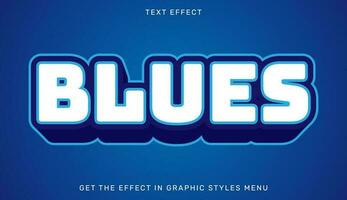 Blues editable text effect in 3d style vector