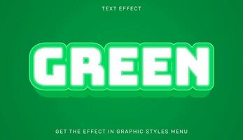 Green editable text effect in 3d style vector