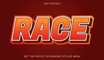 Race editable text effect in 3d style vector