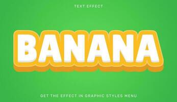 Banana editable text effect in 3d style vector