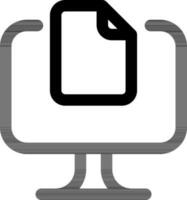 File or Document in computer screen icon in black line art. vector