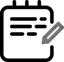 Notepad with pen icon in thin line art. vector