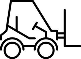 Forklift truck icon in black line art. vector