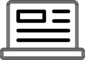 Flat style laptop icon in black thin line art. vector