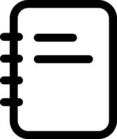 Diary or Notebook icon in black line art. vector