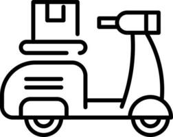Parcel delivery by scooter icon or symbol. vector