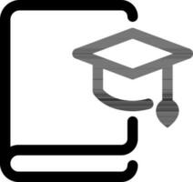 Black line art illustration of Graduation book icon. vector