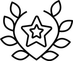 Star laurel wreath icon in thin line. vector