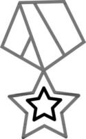 Military medal icon or symbol in line art. vector