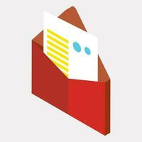 Isometric illustration of email envelope element. vector