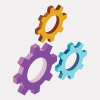 Flat illustration of cogwheel or setting isometric element. vector