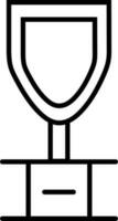 Shield trophy cup icon in line art. vector