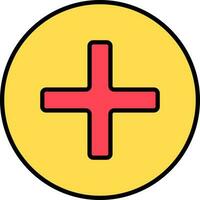 Add Button icon in red and yellow color. vector