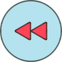 Backward Play Skip Button icon in blue and red color. vector