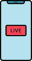 Live Telecast App in Smartphone icon in red and blue color. vector