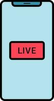 Live Telecast App in Smartphone icon in red and blue color. vector