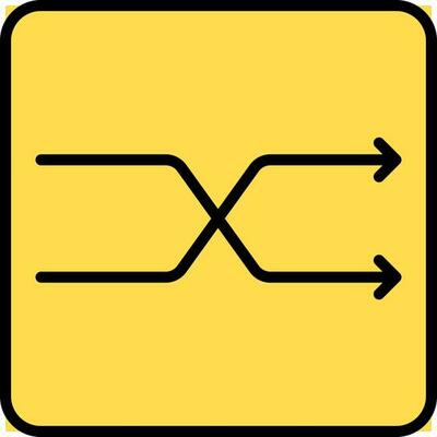 Shuffle icon in yellow and black color.