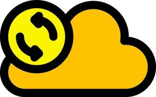 Cloud Reload icon in yellow and black color. vector